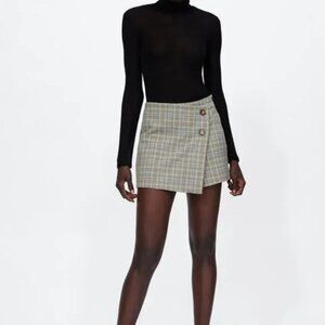 Zara Plaid Wrap Mini Skort in Size XS